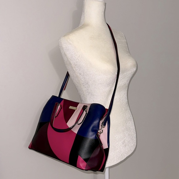 Kate Spade Laurel Way Evangelie Geo Spotlight Pink Purple Blue Handbag - Picture 2 of 5